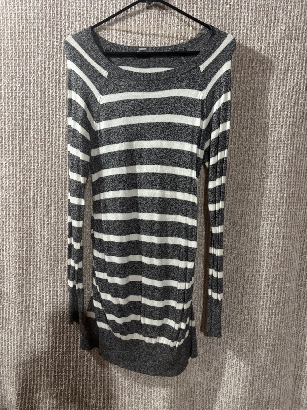 Women's Long Sleeve maternity Striped Knit Sweater - Gray & White